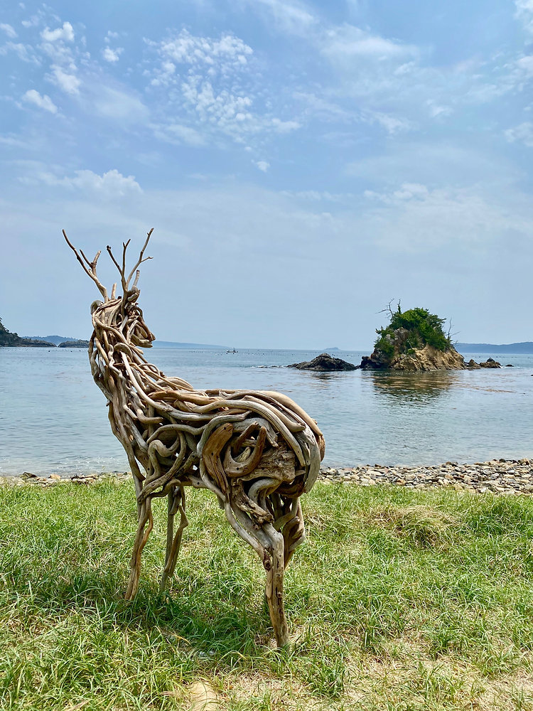 6月 富松篤 個展 流木彫刻
