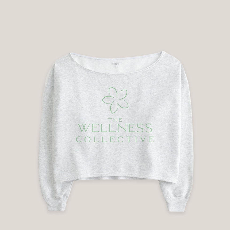 White cropped sweatshirt with The Wellness Collective logo; The Wellness Collective Women's Sweatshirt - White.