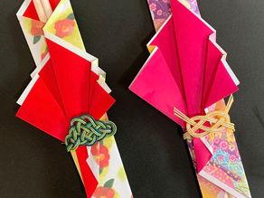 【水引を掛けてお祝い箸包み 生徒様の作品】折形、水引カルチャー俱楽部