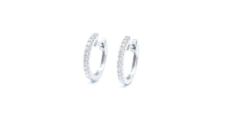Thumbnail: 14kt White Gold Diamond Hoop Earrings