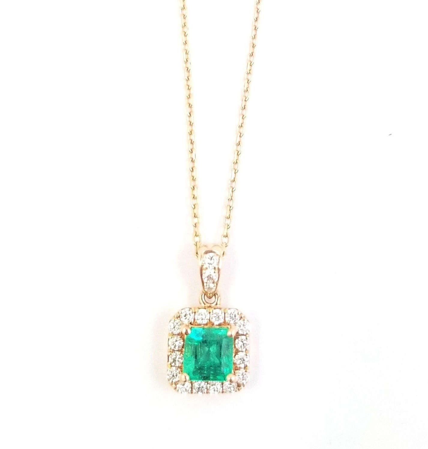 14kt Rose Gold Emerald & Diamond Pendant