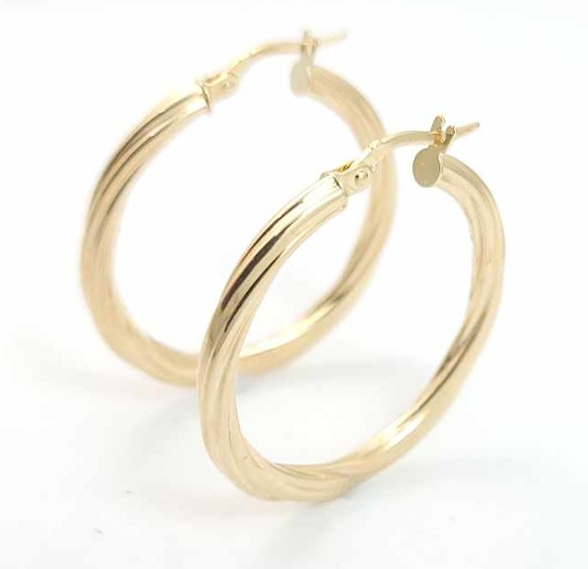 Thumbnail: 10Kt. Yellow Gold Large Twist Hoop Earring