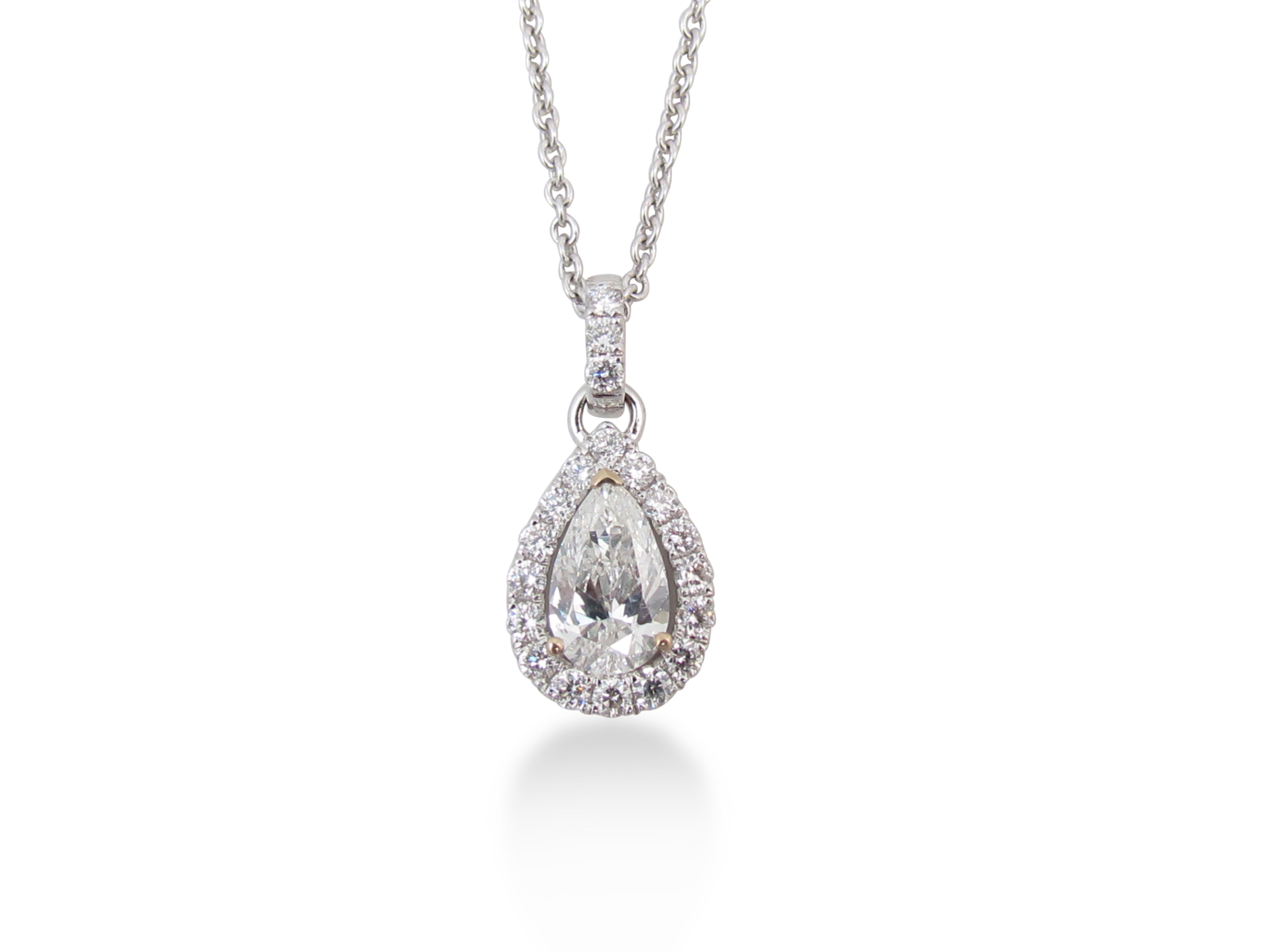 18kt White Gold Pear Diamond Pendant - SOLD