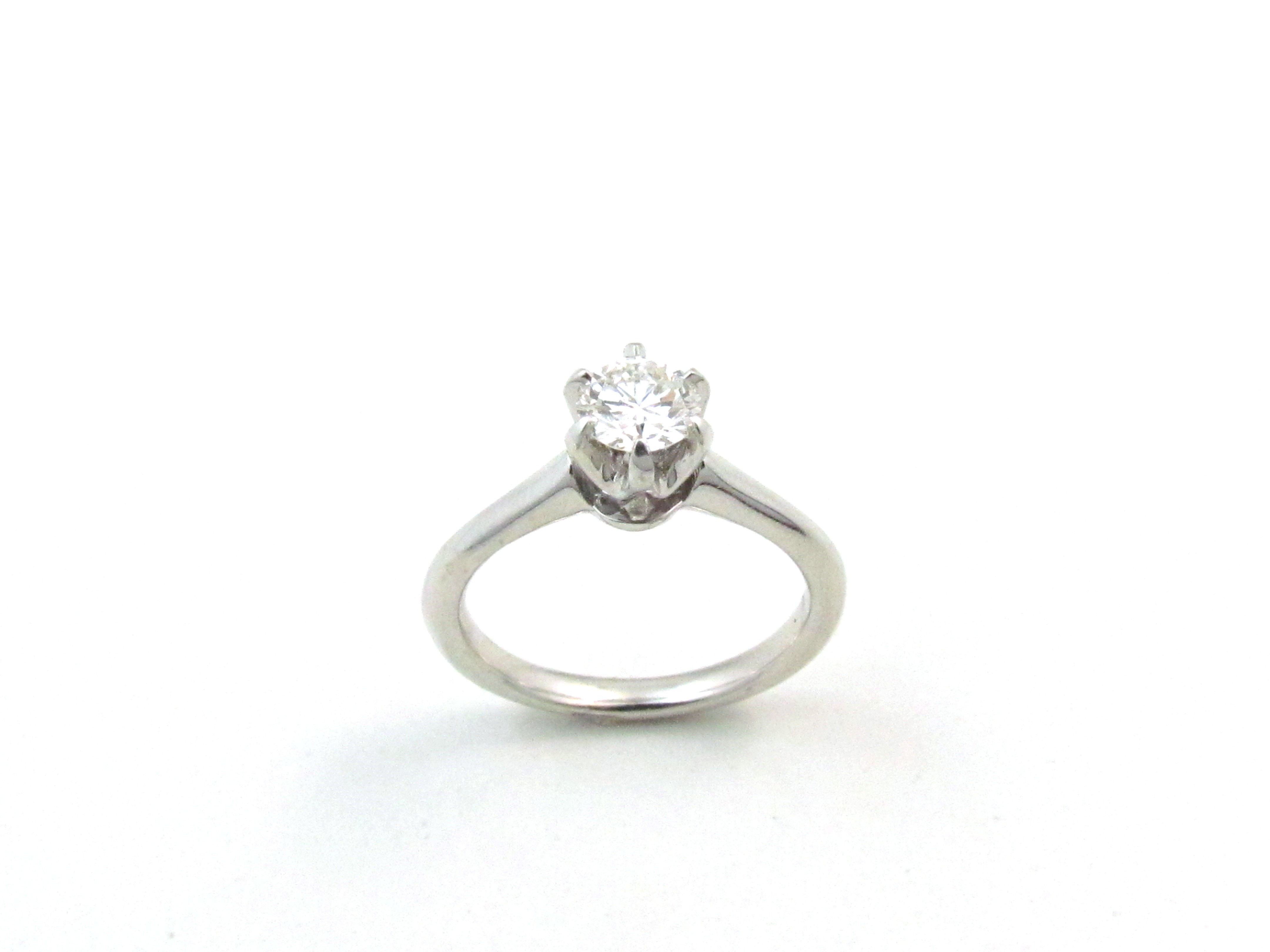 14kt White Gold Six Prong Diamond Solitare Ring