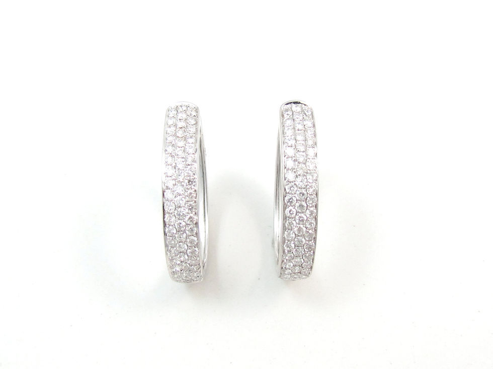 Thumbnail: 14kt White Gold Diamond Pave Hoop Earrings