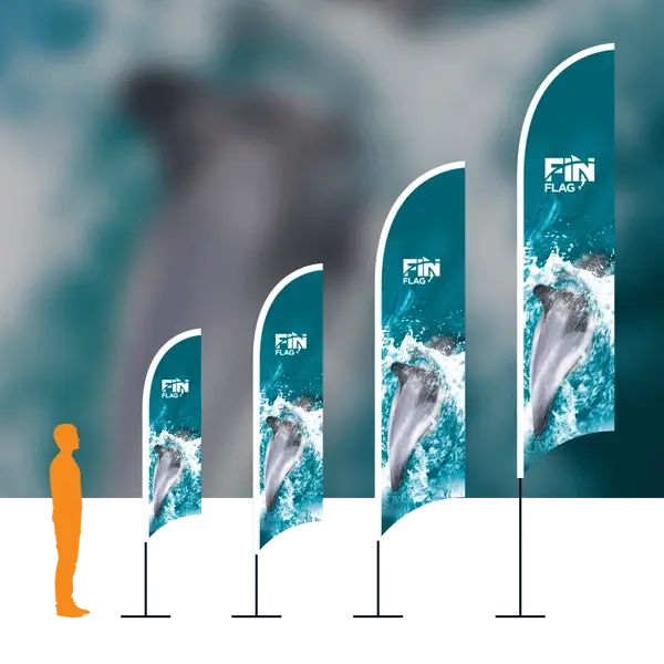 Fin Flag with Background - White Hems