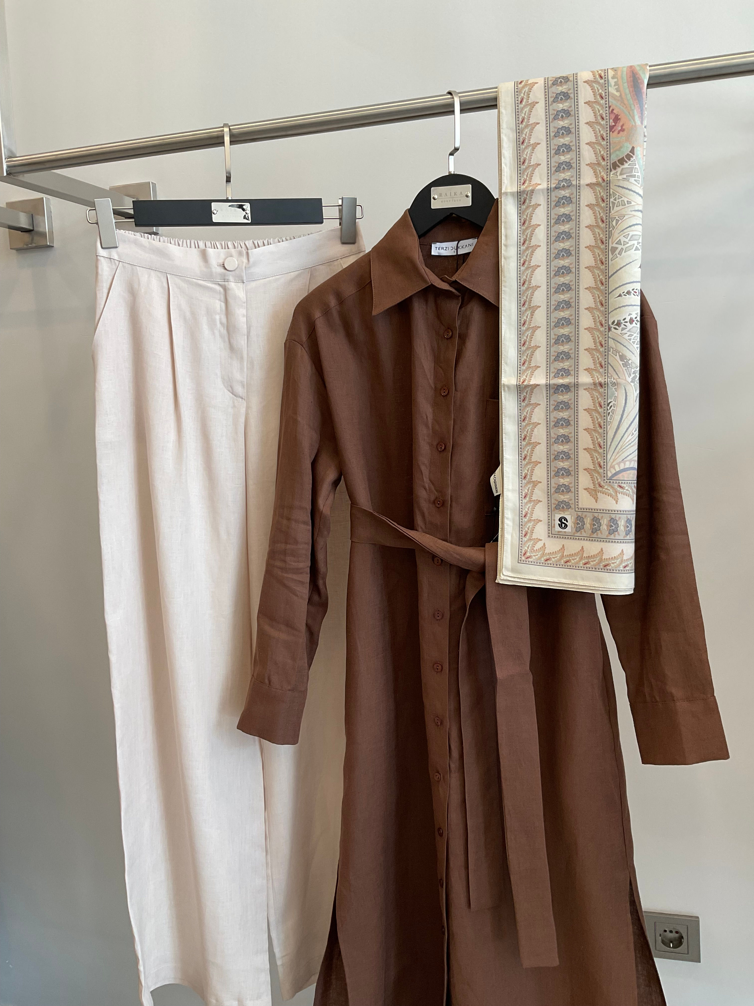 Natural Keten Uzun Gömlek