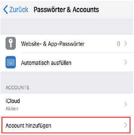 Account hinzufügen Exchange