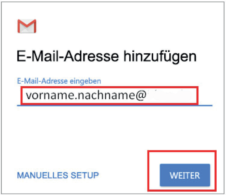 Gmail App, E-Mail-Adresse hinzufügen