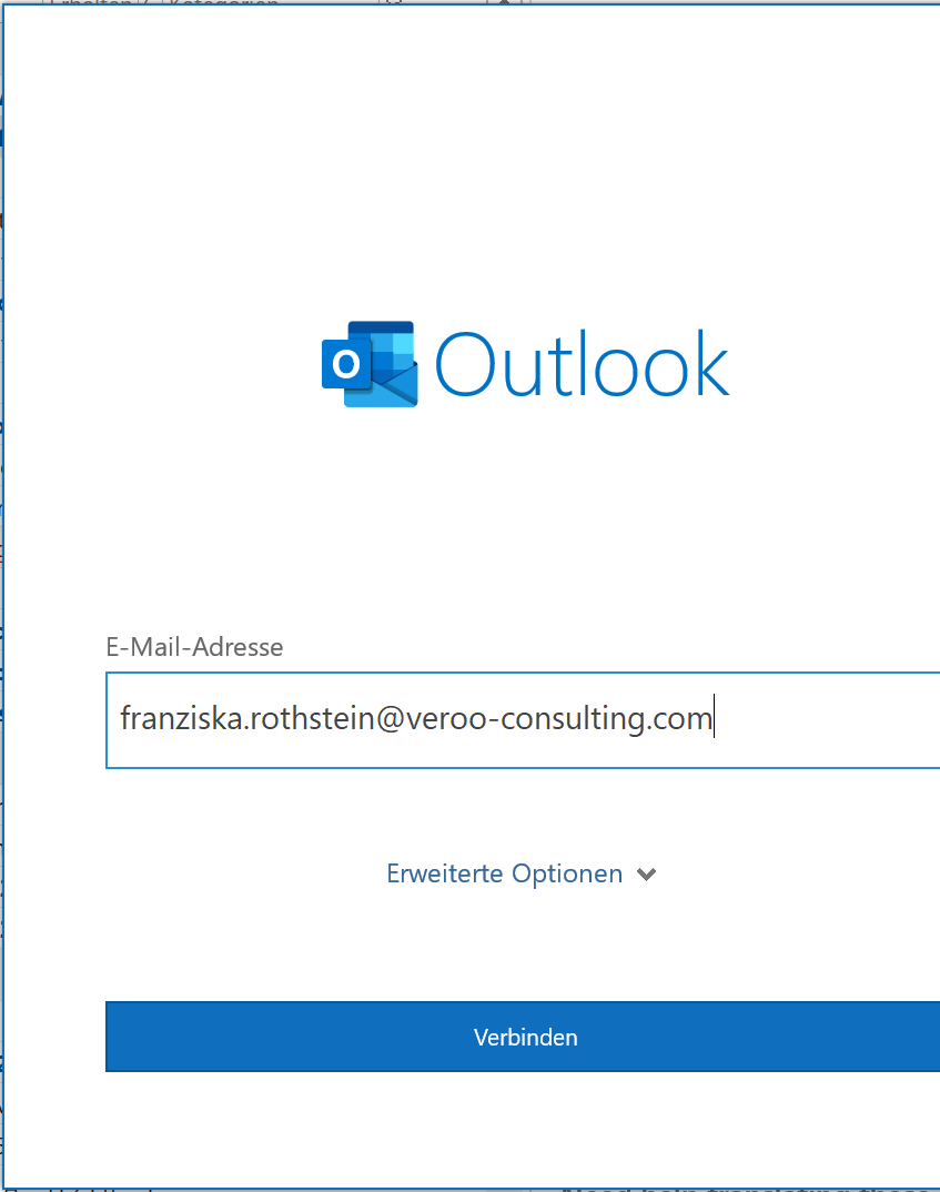 Outlook Anmeldemaske