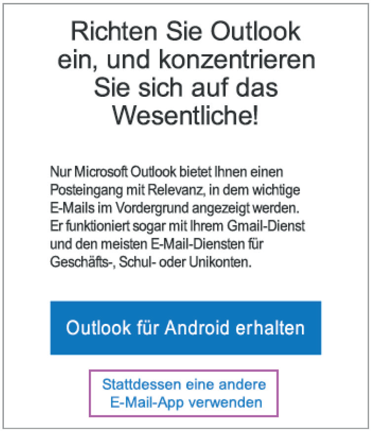 Outlook für Android erhalten
