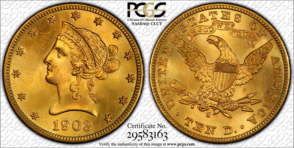Thumbnail: 1903-S $10 PCGS MS-66+ CAC Ex. Simpson-Hall