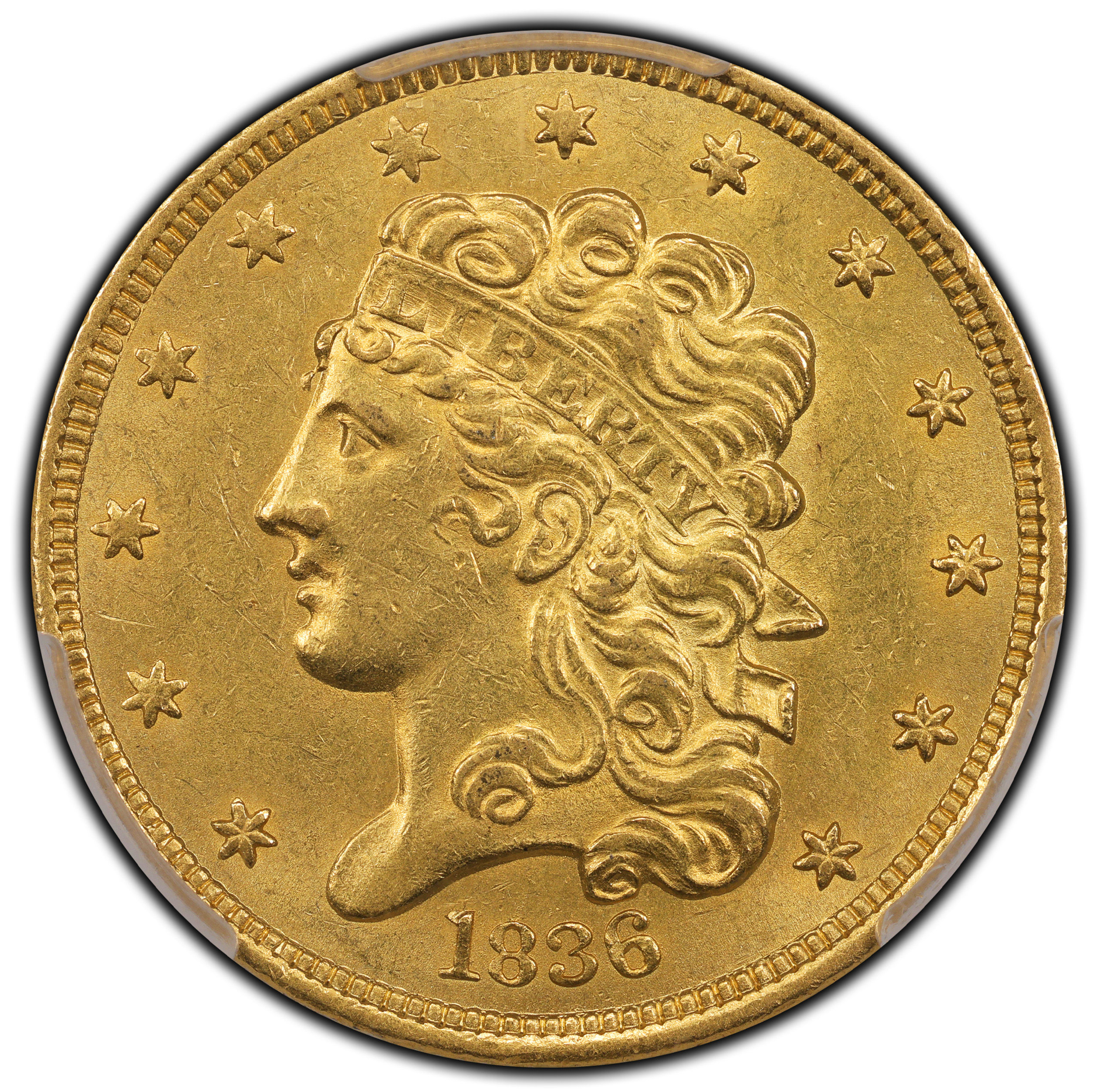 1836 $5 Classic Head CACG AU-58