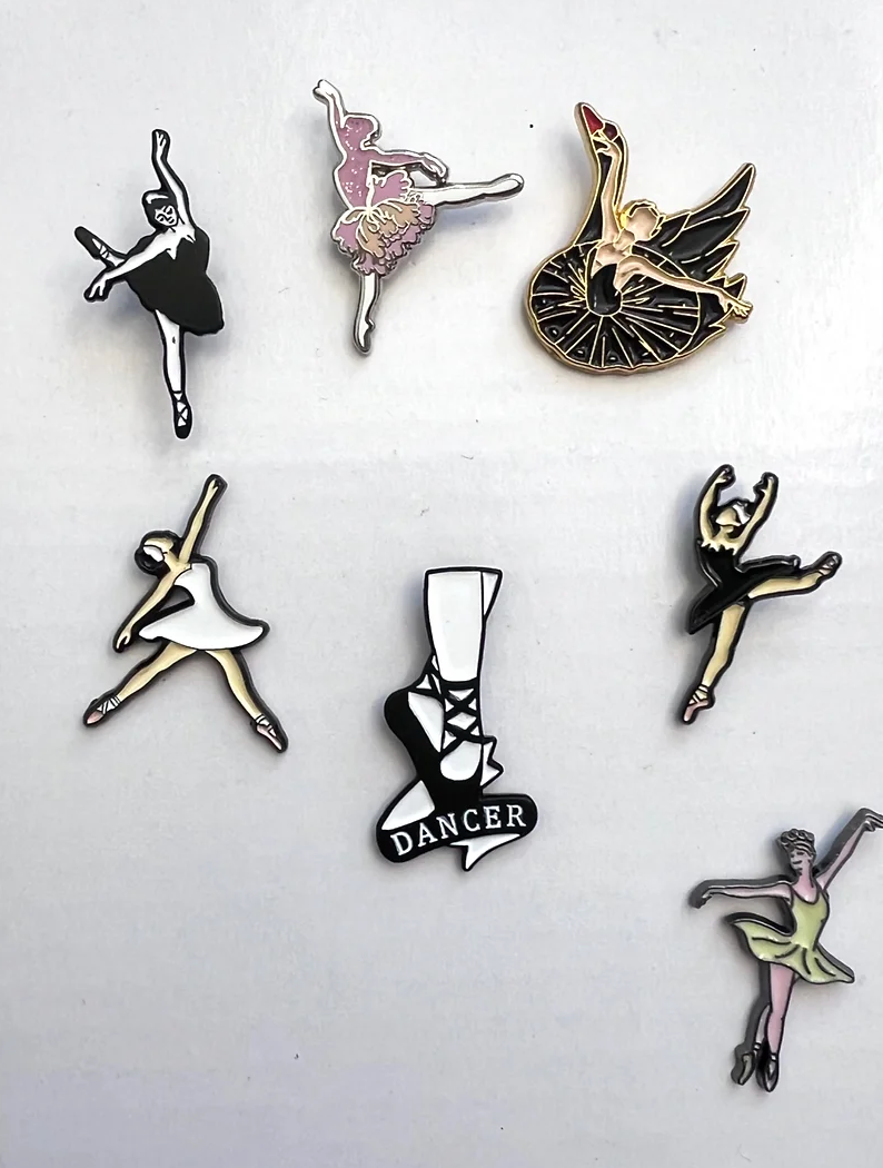 Set of 7 Collectible Enamel Dancer Badges