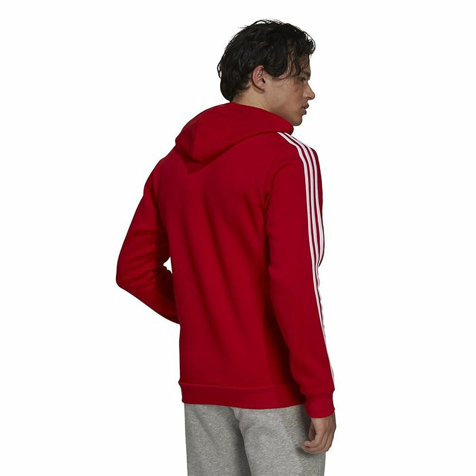 Miniaturbild: Herren Sweater mit Kapuze Adidas Essentials Fleece 3 Stripes Rot