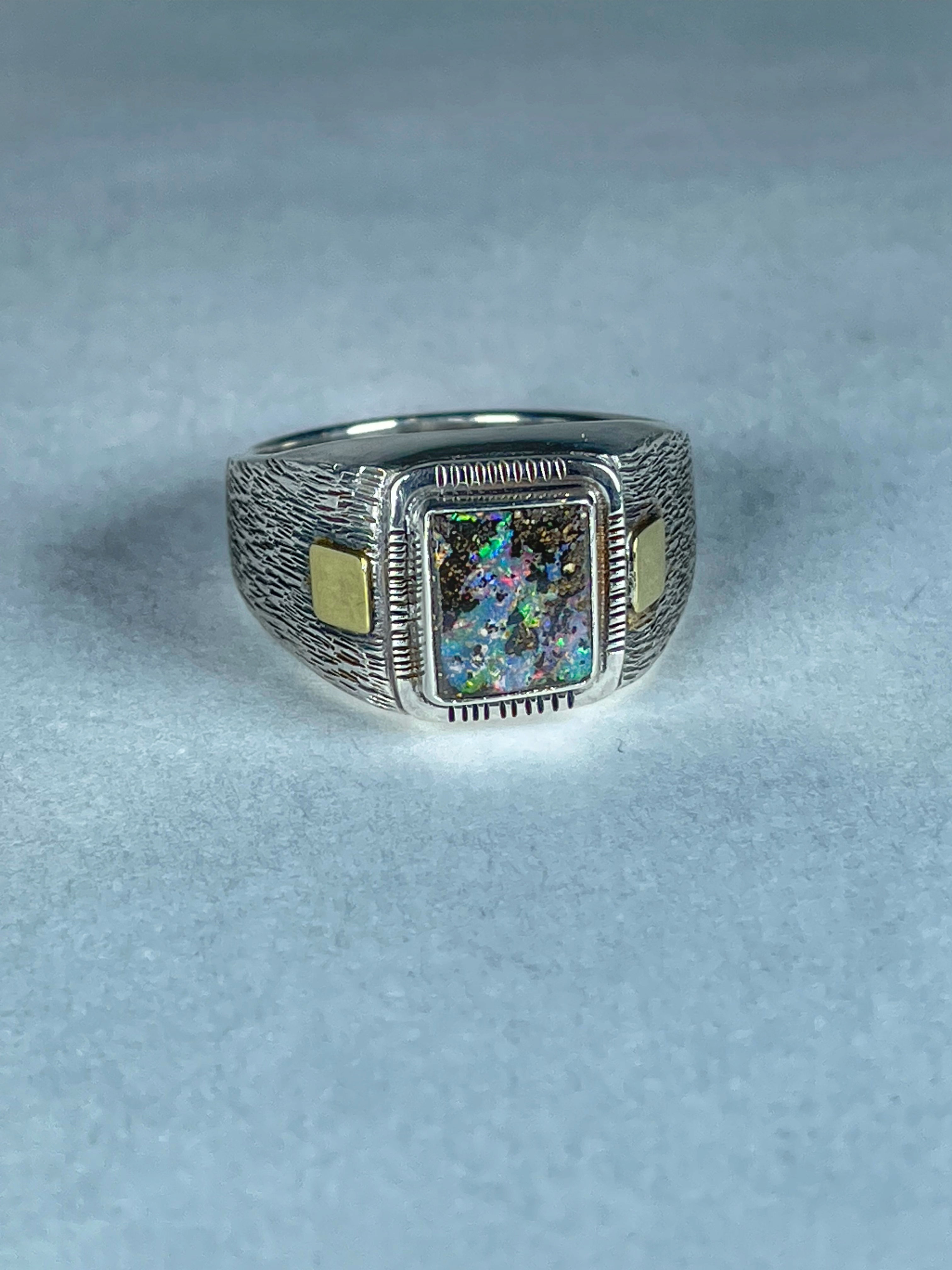 Boulder Opal and Silver ring