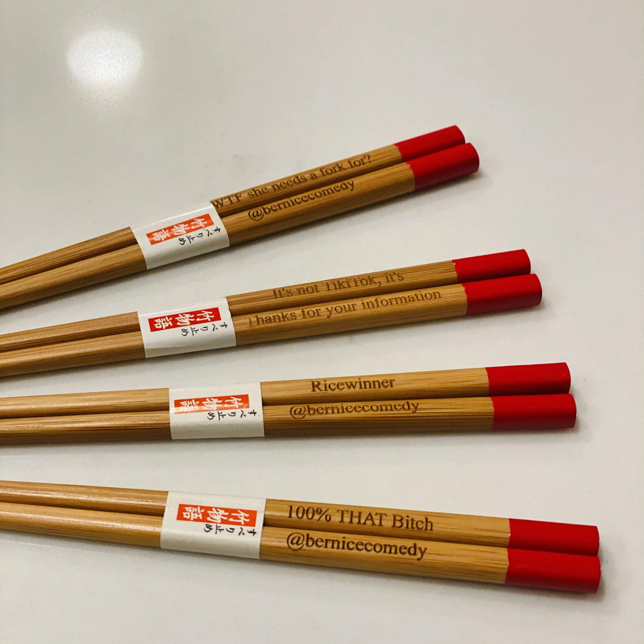 Handmade Bamboo Chopsticks Engraved w/ Your Favorite Bernice Quote