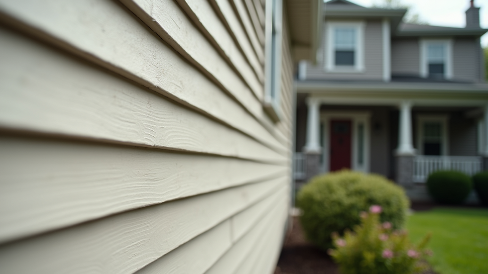 Eye-level view of a house exterior with newly installed vinyl siding