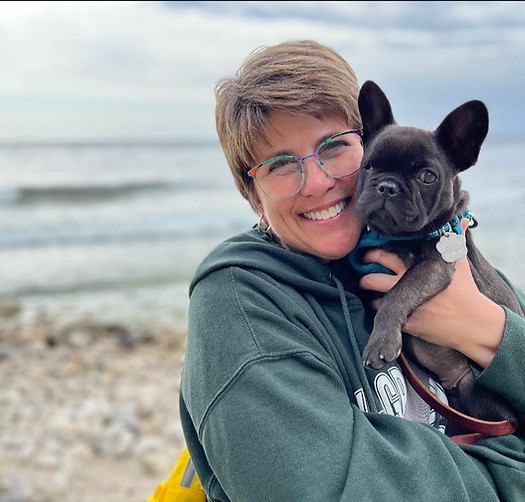 Kelly enjoying time with rescue dog Harvey