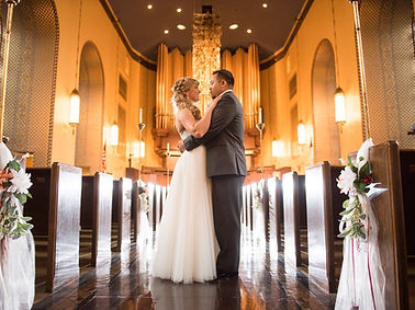 Jael and brian church first plymouth church church wedding nebraska bride no train