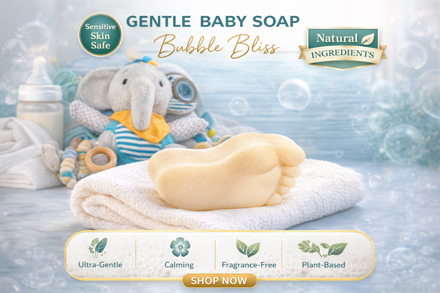 GENTLE BABY HANDCRAFTED SOAP BUBBLE BLISS-MADE FOR DELICATE SKIN