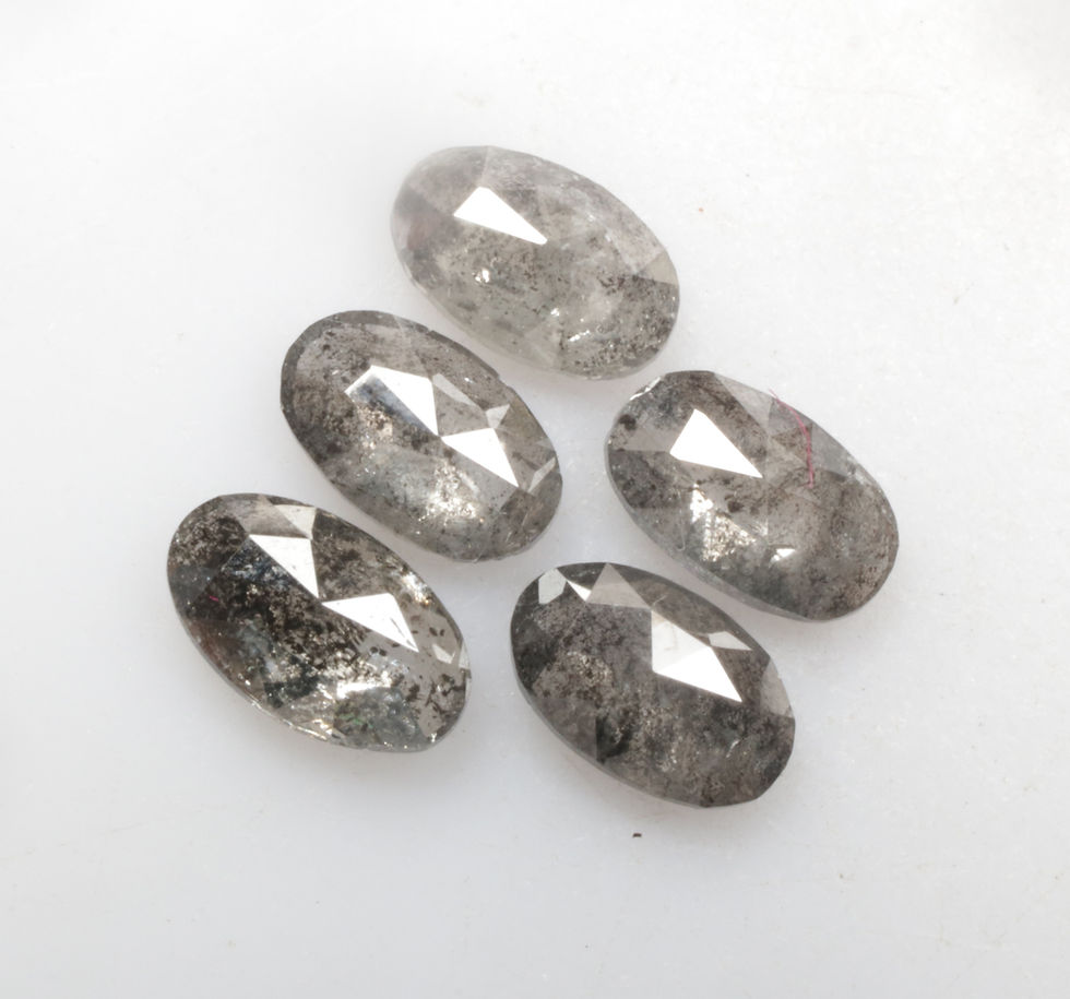 Thumbnail: 1.06 CT 5.0 X 3.0 MM Natural Oval Cut Salt and Pepper Diamond Lot 5Pcs