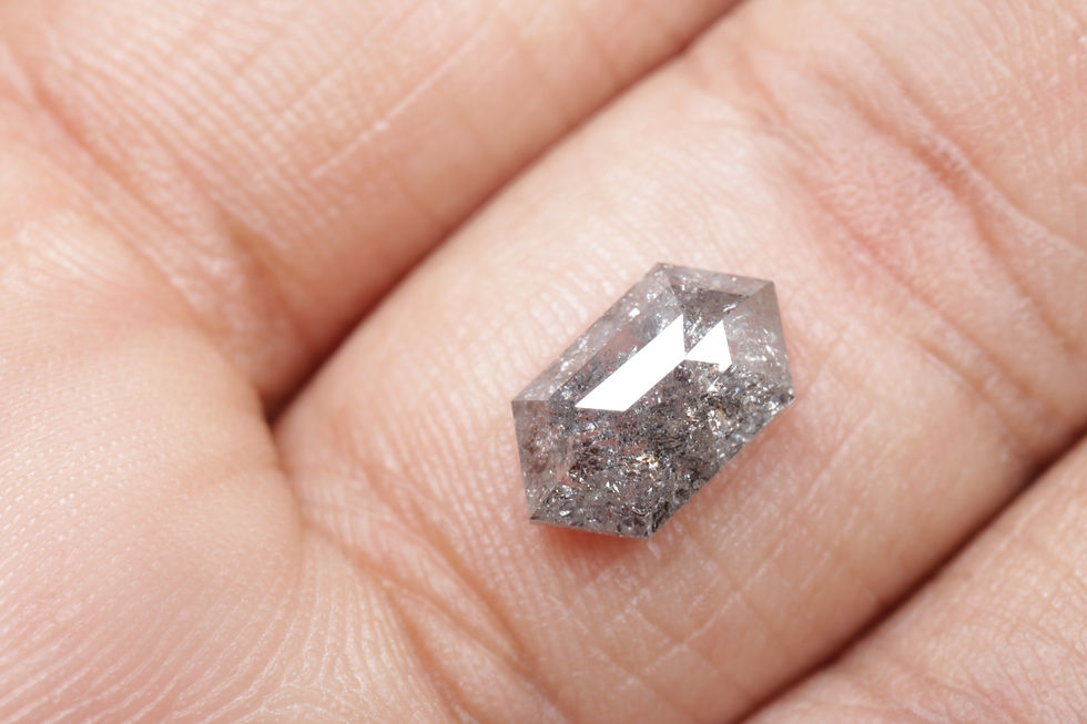 Thumbnail: 1.40 CT 10.1 X 5.8 MM Natural Loose Hexagon Diamond, Salt and Pepper Hexagon cut