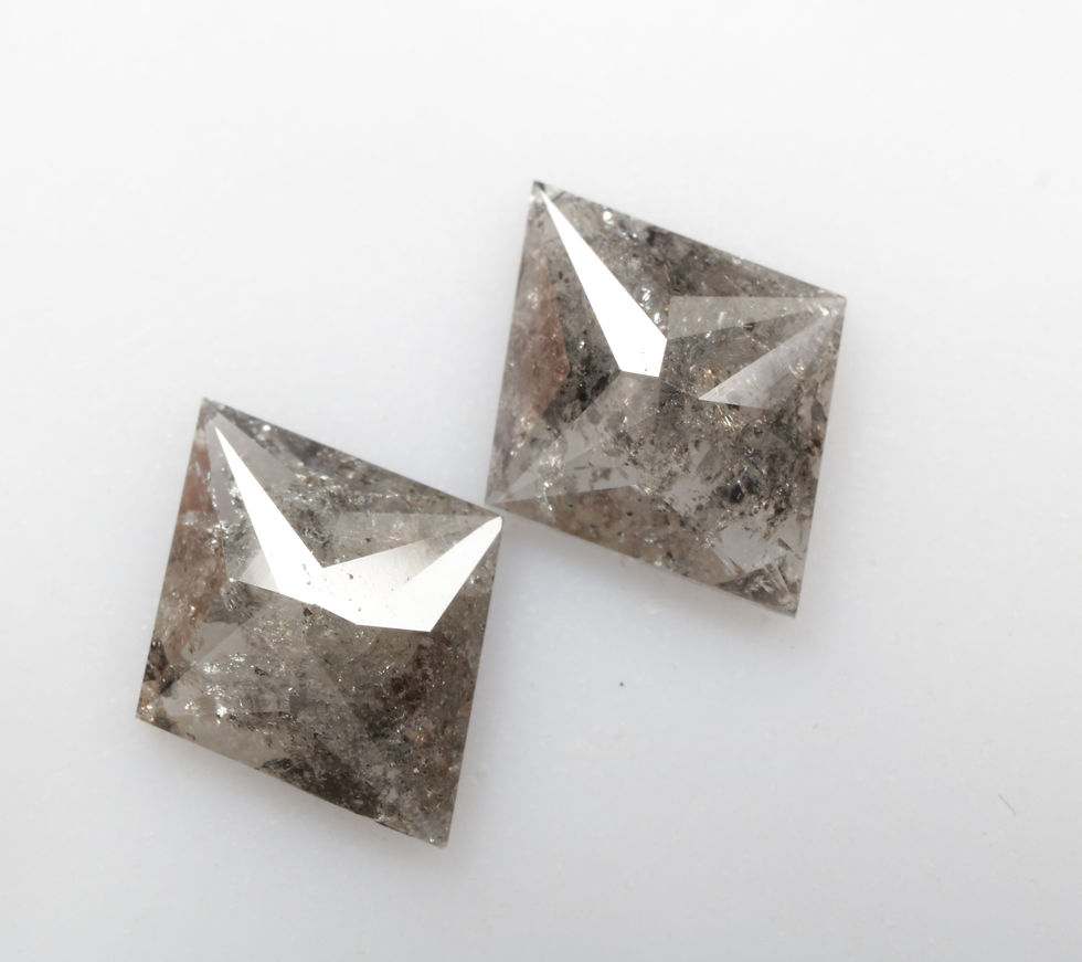 Thumbnail: 1.41 CT 8.7 X 7.2 MM Natural Kite cut Grey color Salt and Pepper Diamond Pair
