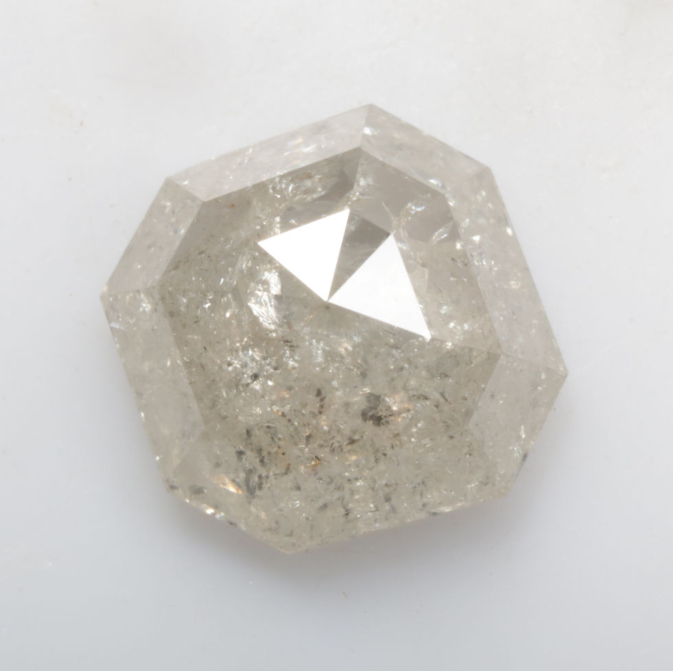 Thumbnail: 3.31 CT 9.1 MM X 9.2 MM Natural Salt and Pepper Emerald cut Diamond White Grey