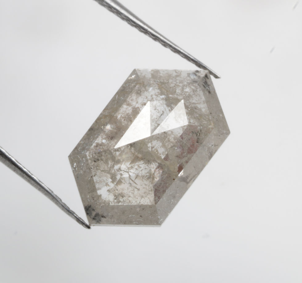 Thumbnail: 2.45 CT 12.6 X 7.5 MM Natural Hexagon Cut Salt and Pepper Diamond For Jewelry