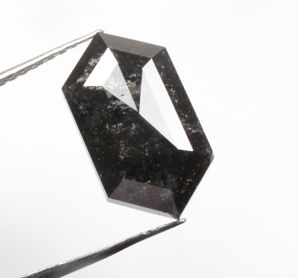 Thumbnail: 2.87 CT 12.5 X 7.0 MM Natural Hexagon Cut Salt and Pepper Diamond for Jewelry
