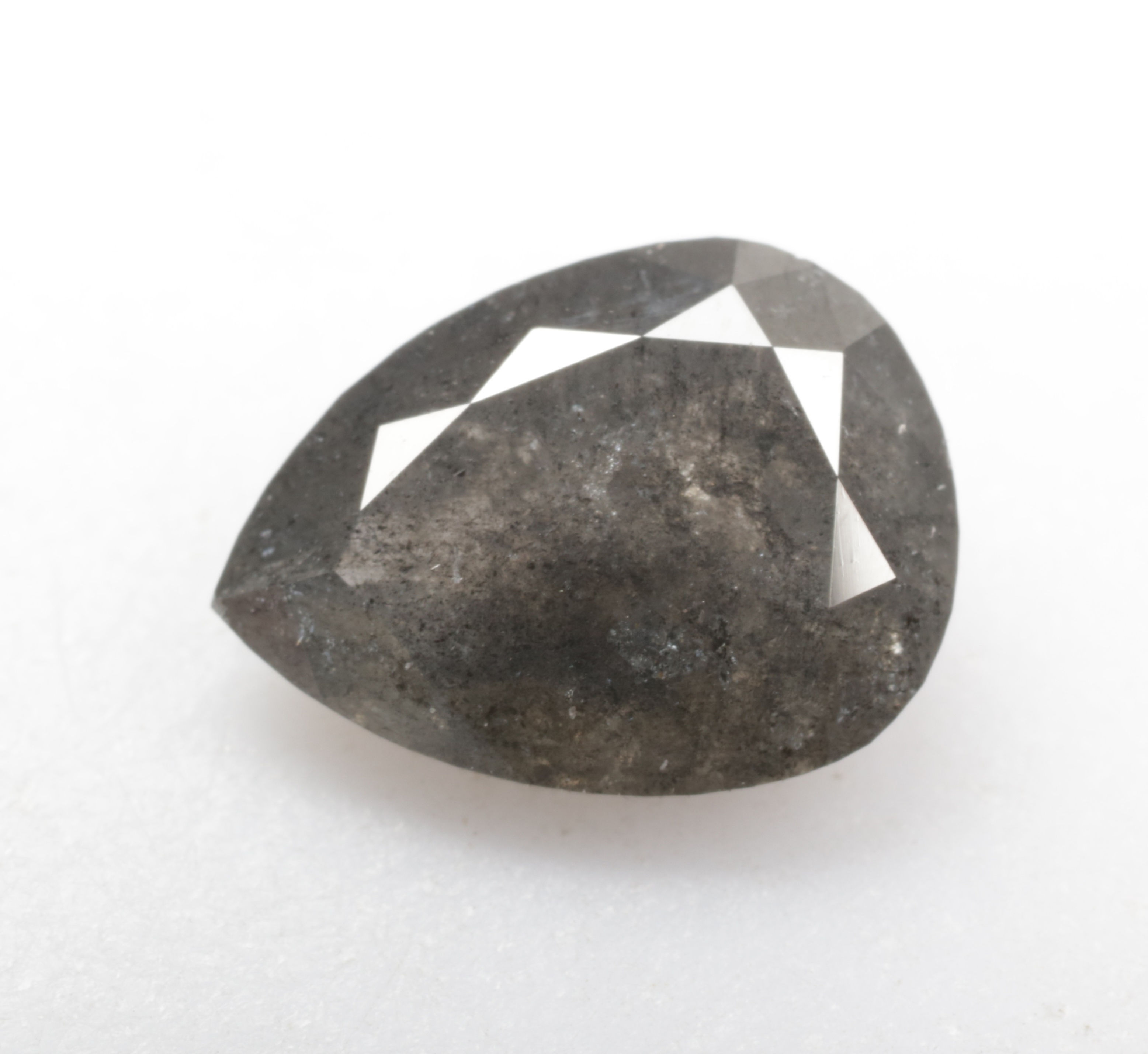 0.93 CT 7.8 X 5.8 MM Natural Pear Full cut Salt and Pepper Grey color Diamond