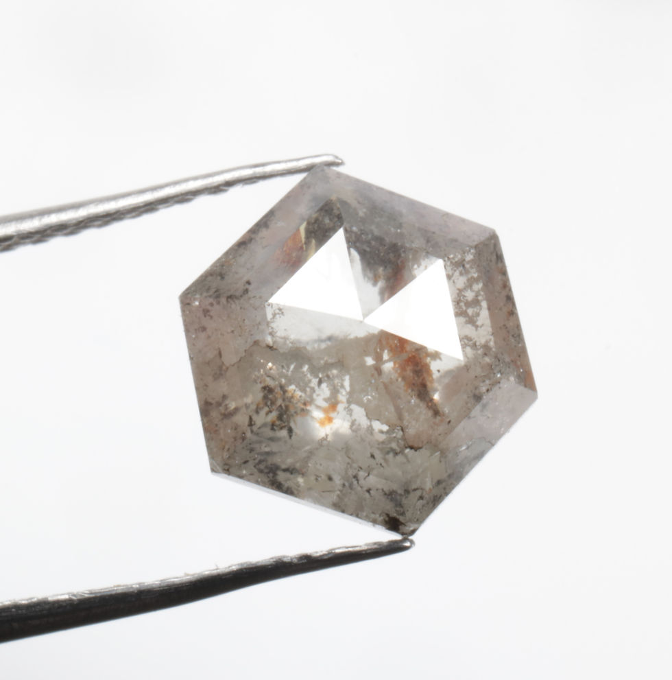 Thumbnail: 1.47 CT 8.3 X 7.2 MM Natural Hexagon Cut Salt and Pepper Diamond, Grey color