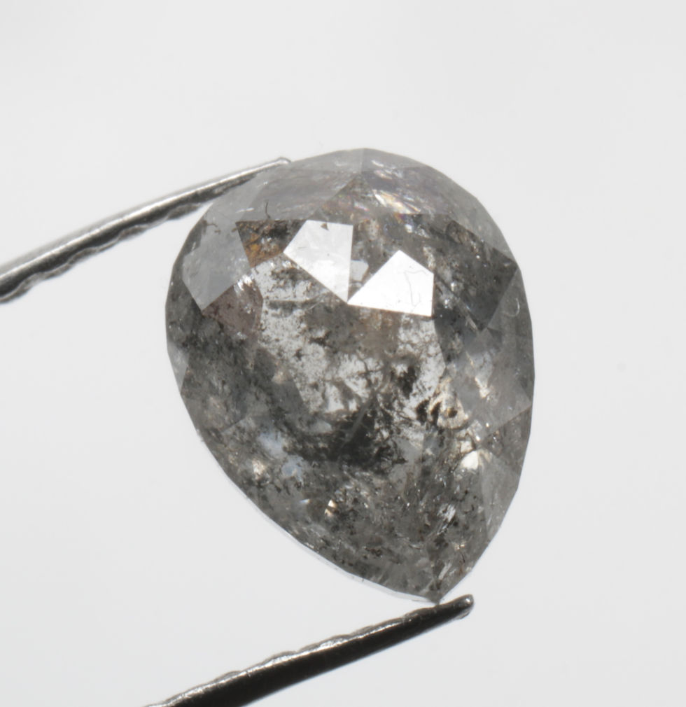 Thumbnail: 1.0 CT 6.7 X 5.2 MM Natural Salt and Pepper Pear cut Diamond, Black Grey color
