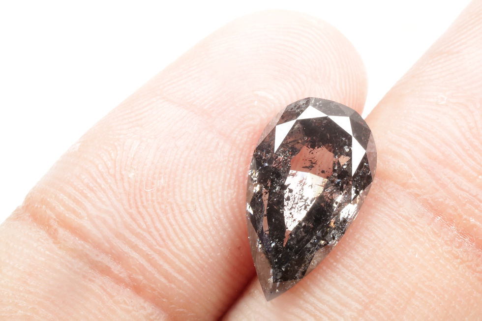 Thumbnail: 4 carat Natural Salt and pepper Pear cut Black color Diamonds