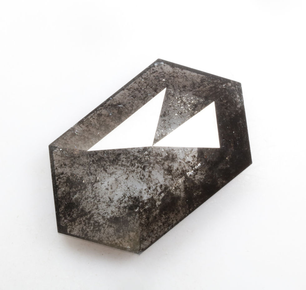 Thumbnail: 8.08 CT 17.8 X 10.5 MM Natural Hexagon Cut Salt and Pepper Diamond Black color
