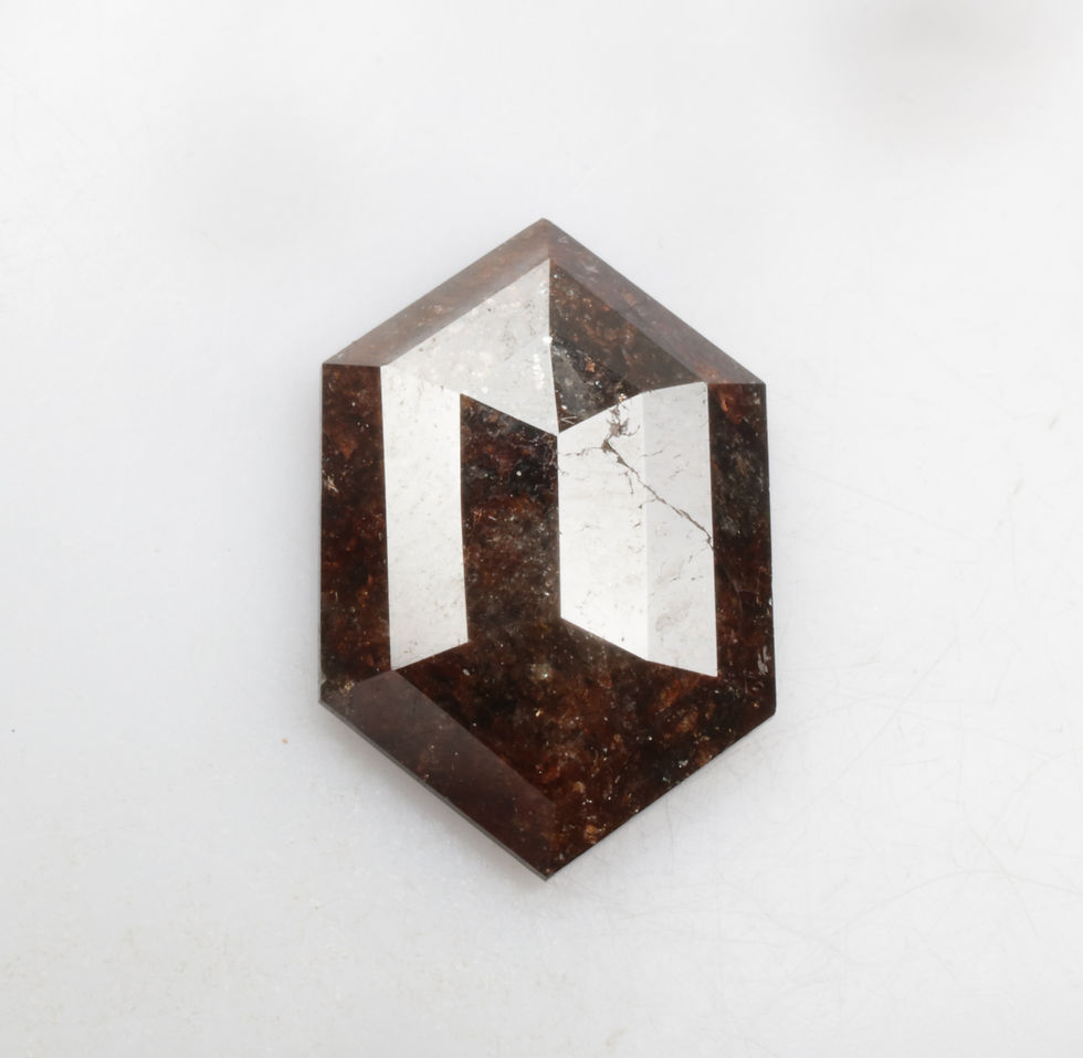 Thumbnail: 3.33 CT 14.4 X 9.5 MM Natural Hexagon Cut Salt and Pepper Diamond for Jewelry