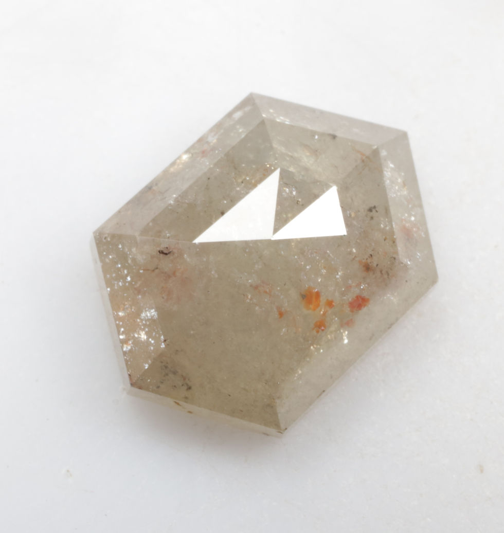 Thumbnail: 2.82 CT 10.5 X 7.5 MM Natural Salt and Pepper Hexagon cut Diamond, White Grey