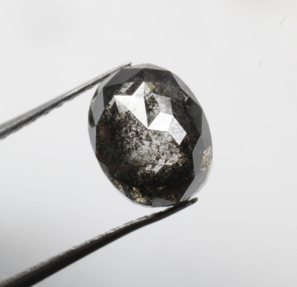 1.70 CT 7.3 X 5.9 MM Natural Oval cut Salt and Pepper Diamond Black color