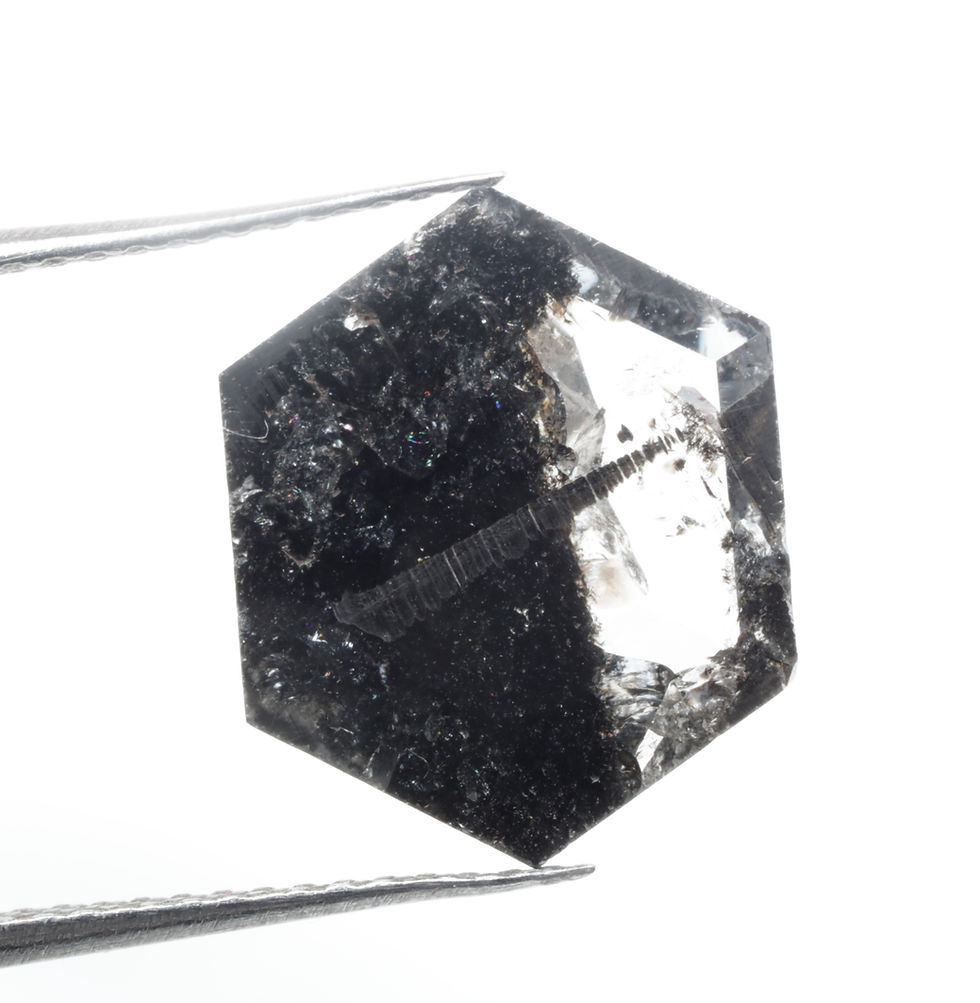 Thumbnail: 3.41 CT 13.2 X 10.6 MM Natural Hexagon Cut Salt and Pepper Diamond For Jewelry