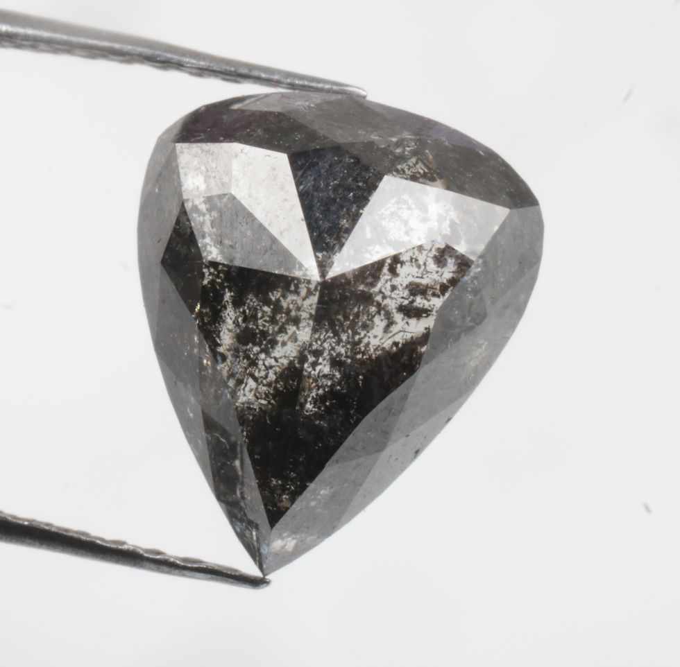 3.09 CT 10.1 X 8.4 MM Natural Salt and Pepper Pear Shape Diamond Black color