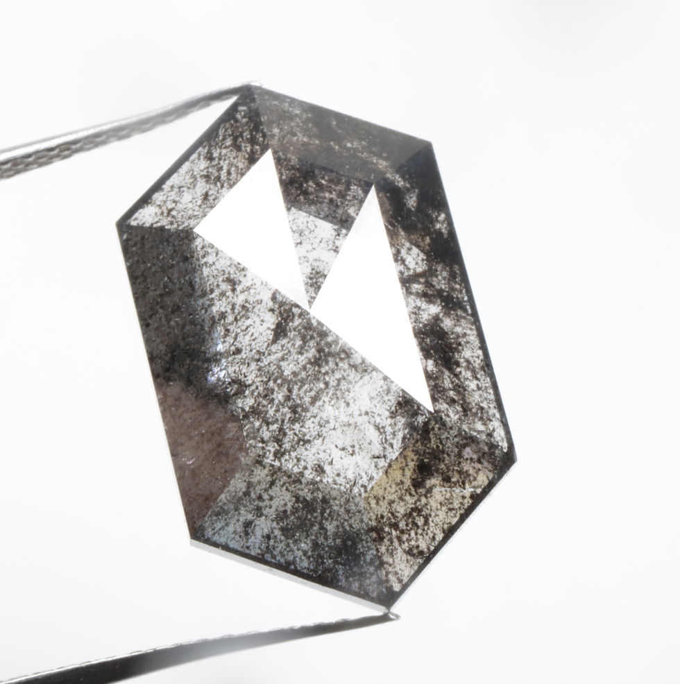 Thumbnail: 8.08 CT 17.8 X 10.5 MM Natural Hexagon Cut Salt and Pepper Diamond Black color