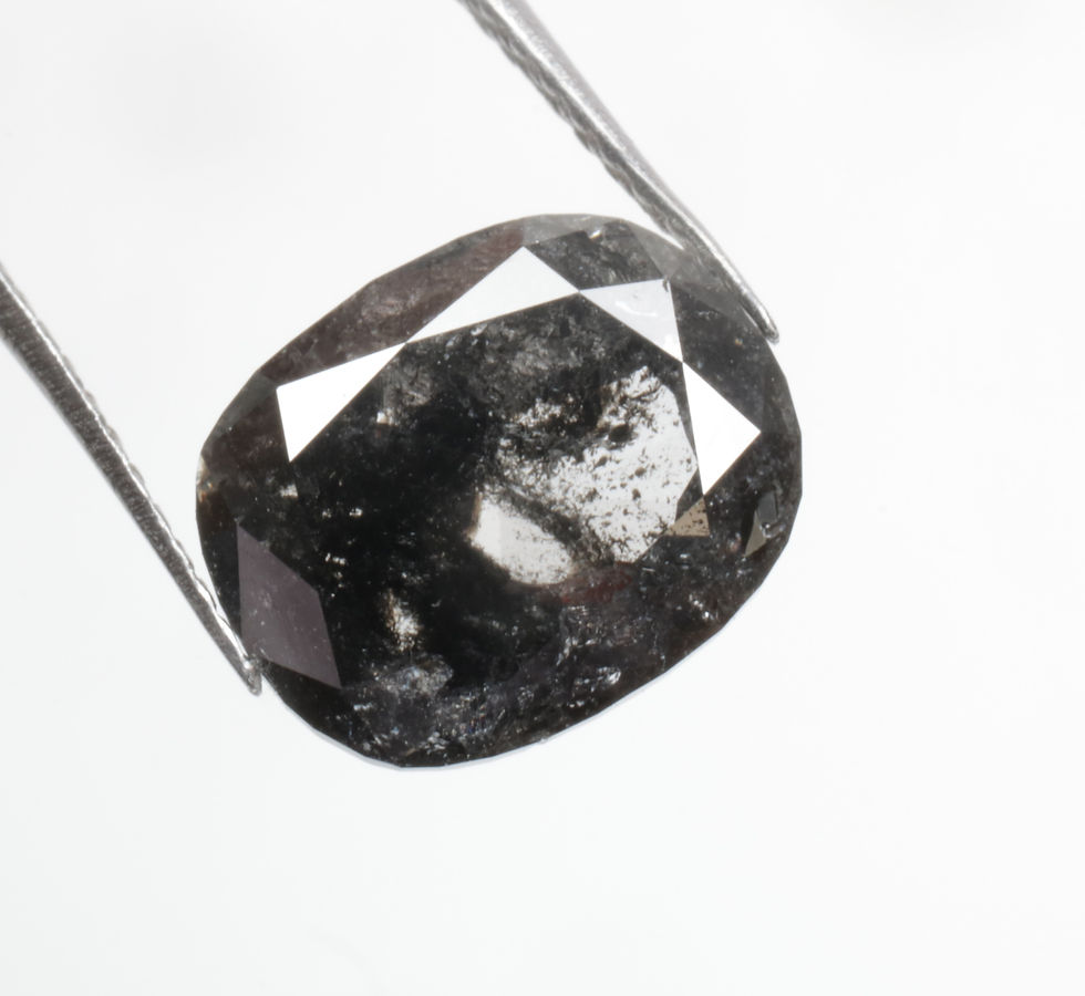 Thumbnail: 2.69 CT 9.2 X 7.5 MM Oval cut Natural Salt and Pepper  Diamond for Wedding Ring