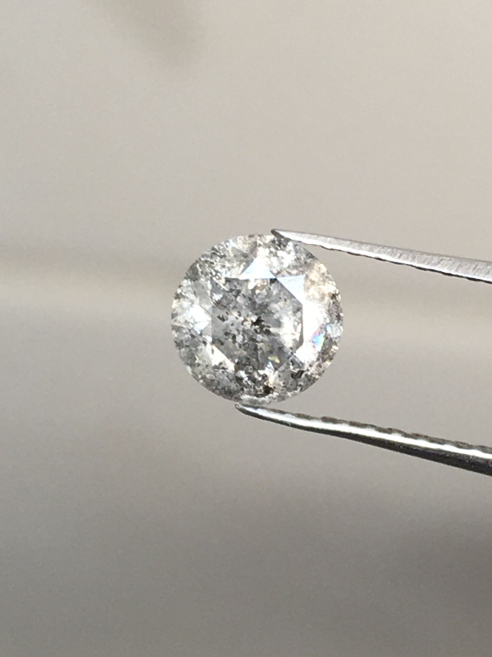 Thumbnail: 0.54 CT 5.1 MM Natural Round Cut Salt and pepper Brilliant cut Diamond