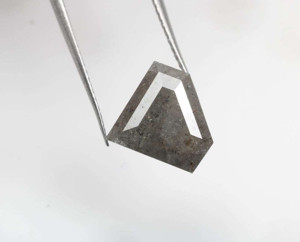 Thumbnail: 3.0 CT 8.8 X 10.4 MM Natural Salt and Pepper Pentagon cut Diamond, Black Color