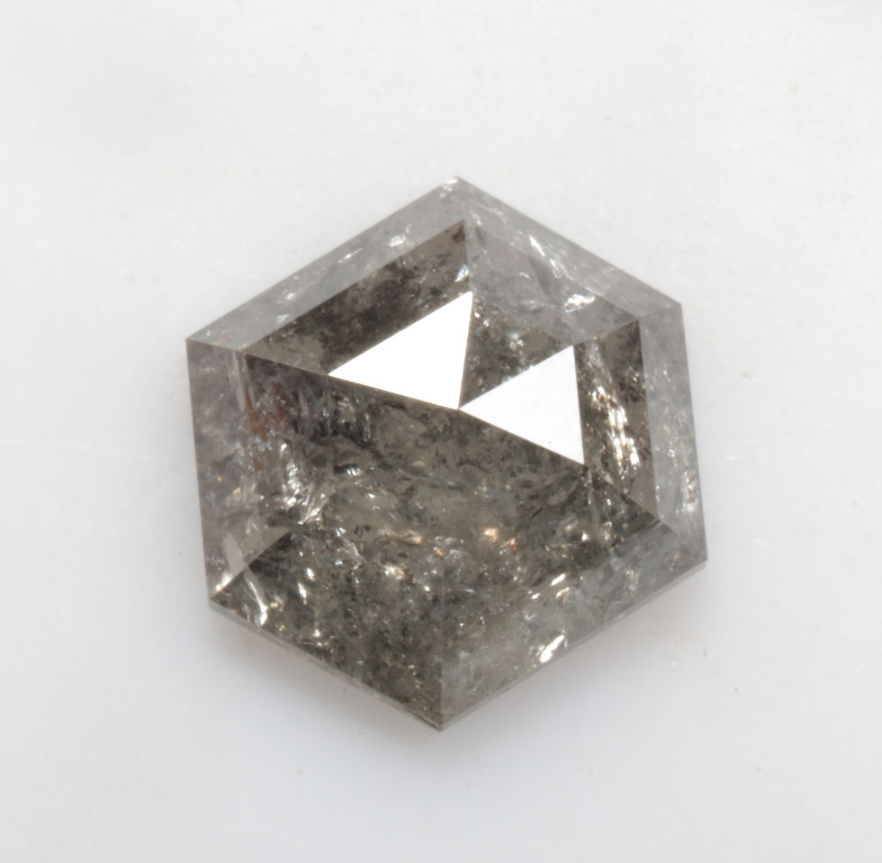 Thumbnail: 1.67 CT 8.7 X 7.3 MM Natural Hexagon Cut Salt and Pepper Diamond, Black Grey