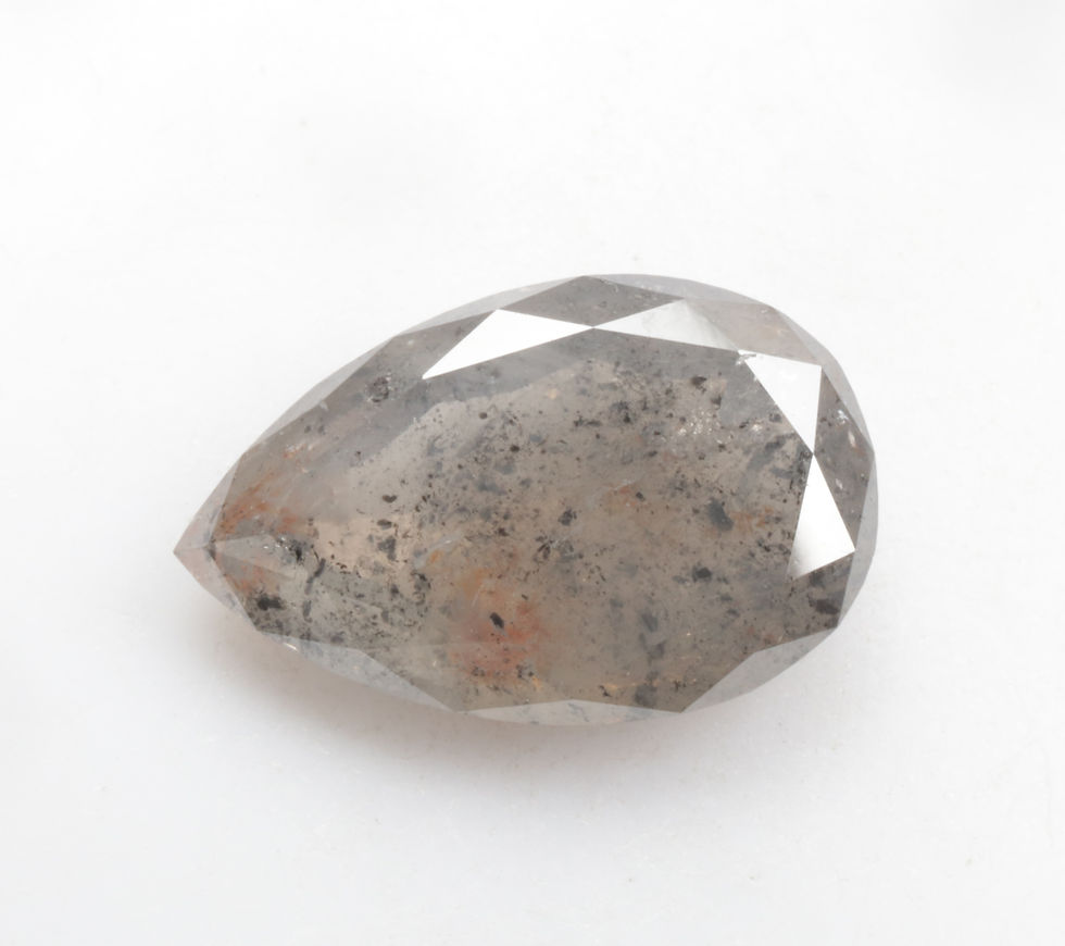 Thumbnail: 4.37 CT 14.1 X 9.0 MM Pear cut Natural Salt and Pepper Diamond, Grey Color