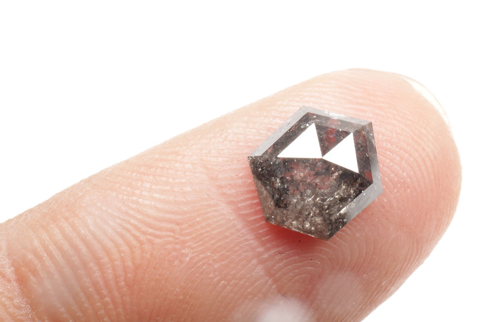 Thumbnail: 1.36 CT 8.3 X 6.7 MM Natural Hexagon Cut Salt and Pepper Diamond, Black color