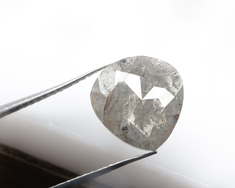 Thumbnail: 2.63 CT 10.0 X 9.5 MM Natural Pear cut Salt and Pepper Diamond, Black Grey color