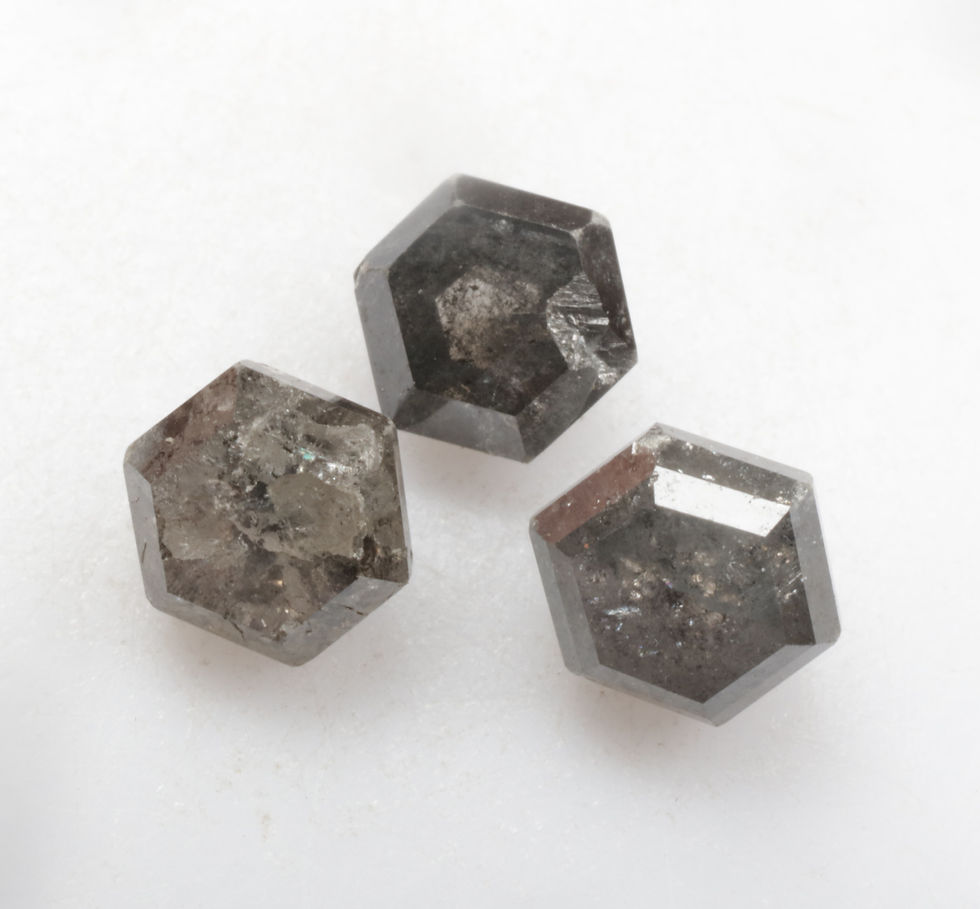 Thumbnail: 2.48 CT Natural Hexagon Cut Salt and Pepper Diamond Lot 3Pcs for Jewelry